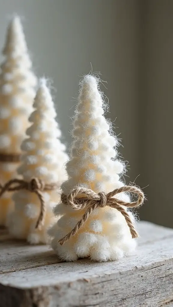 cozy farmhouse linen wrapped christmas trees