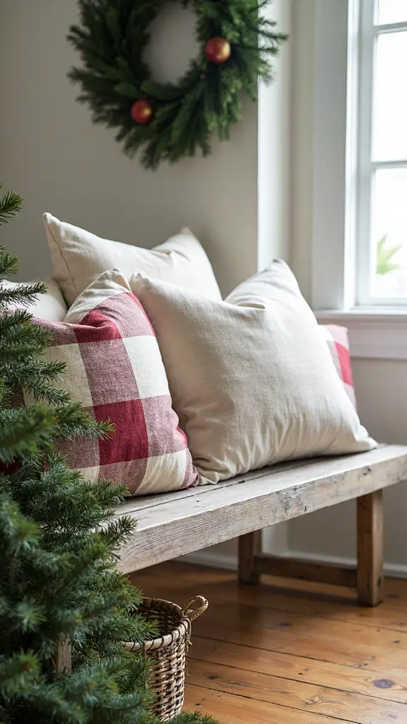 cozy farmhouse neutral christmas pillows
