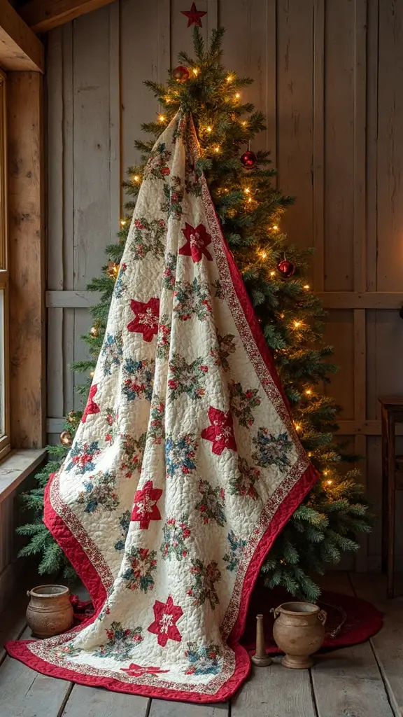 cozy farmhouse patchwork christmas decor
