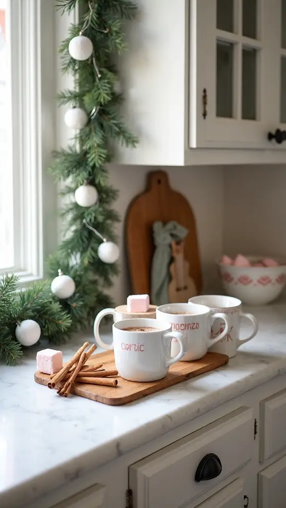 cozy festive hot cocoa station