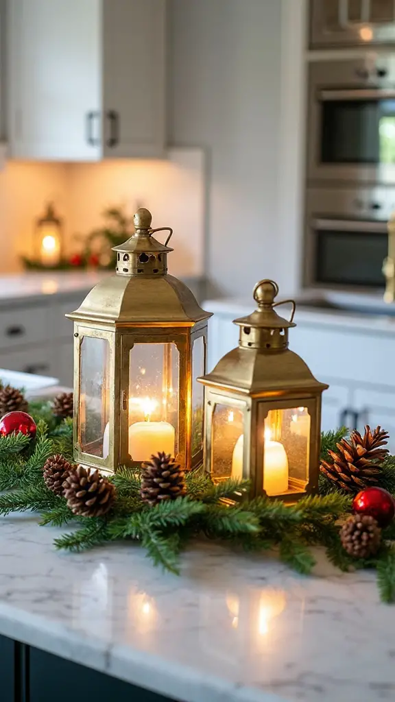 cozy festive vintage lantern arrangements