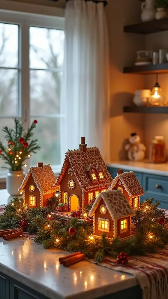 cozy gingerbread holiday village display