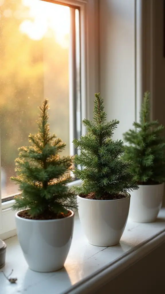 cozy kitchen window sill christmas trees