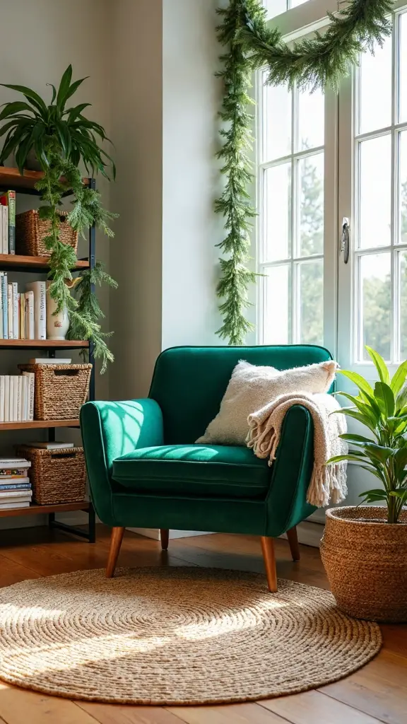 cozy natural textures inviting reading retreat