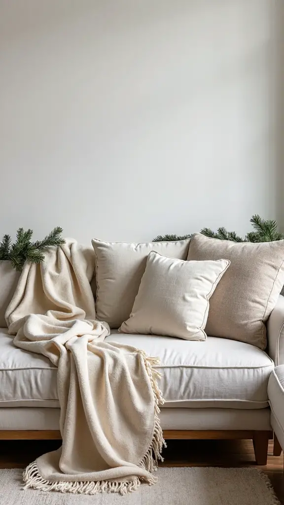 cozy neutral holiday textile layering
