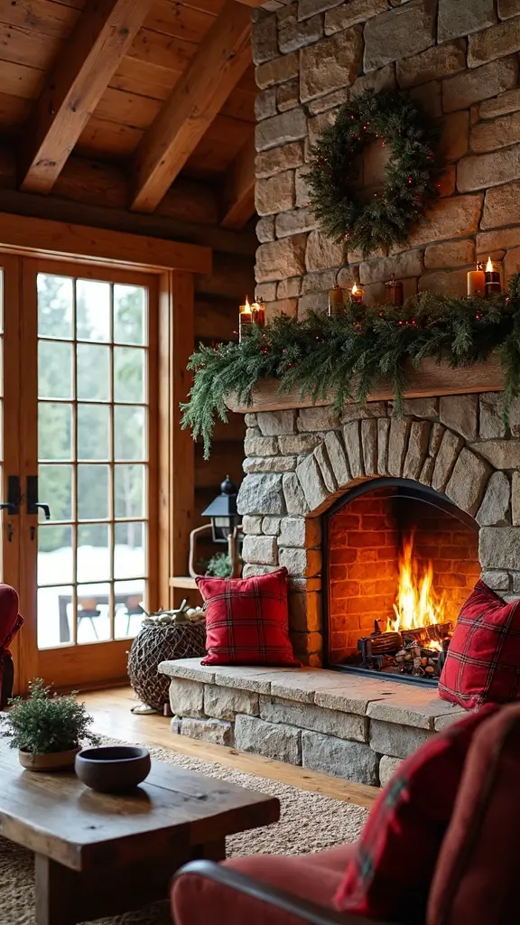 cozy plaid pine christmas cabin