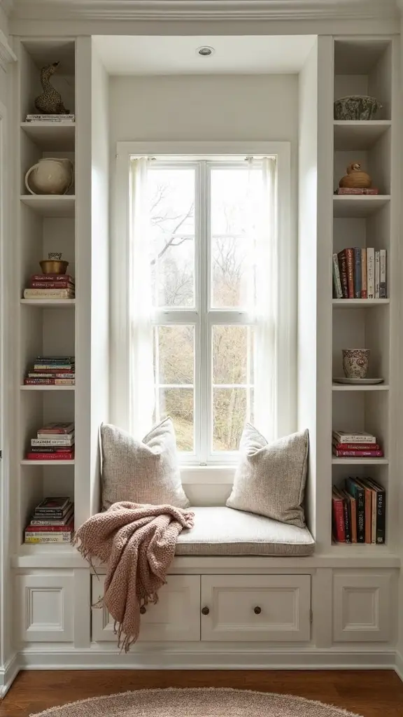 cozy reading nook with built in storage