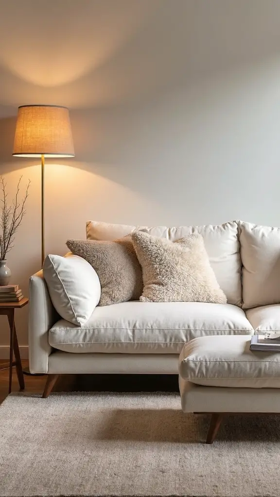 cozy reading nook with warm lighting