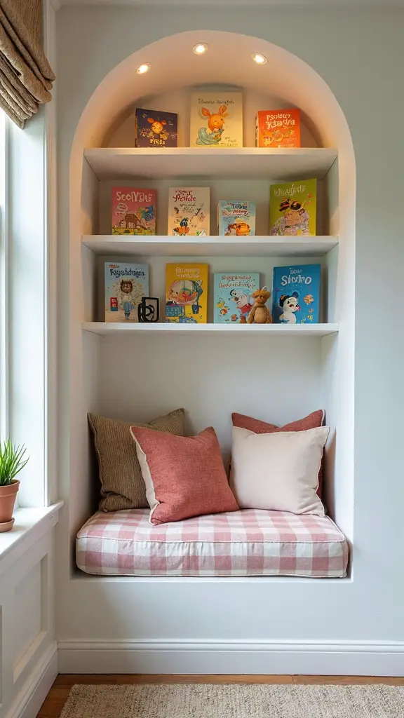 cozy reading oasis with built in shelves