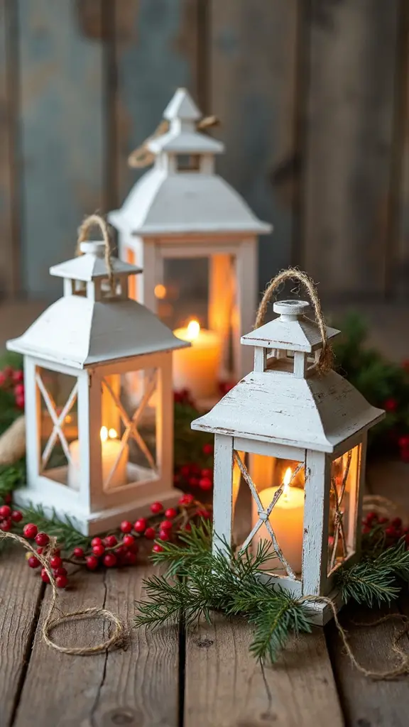 cozy rustic farmhouse christmas lanterns