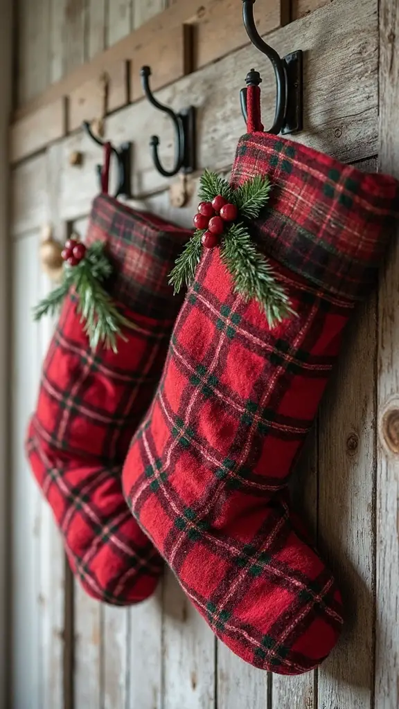 cozy rustic flannel personalized christmas stockings