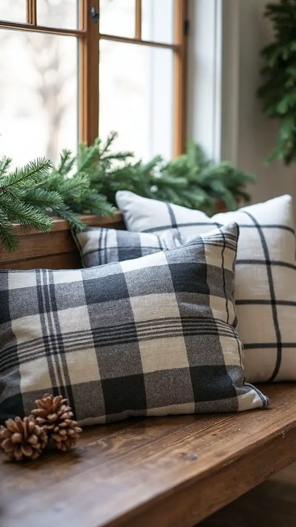 cozy sophisticated layered versatile plaid pillows
