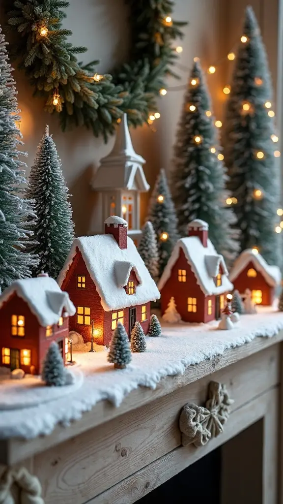 cozy vintage christmas village scene