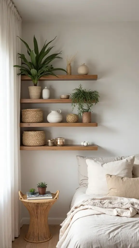 curated minimalist boho display shelving