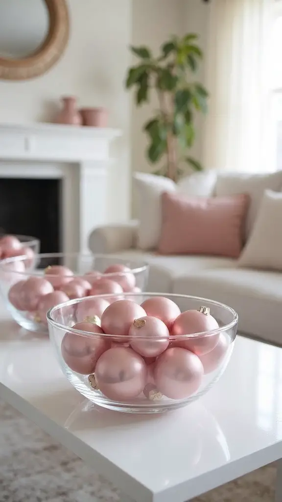 decorative pink glass bauble arrangements