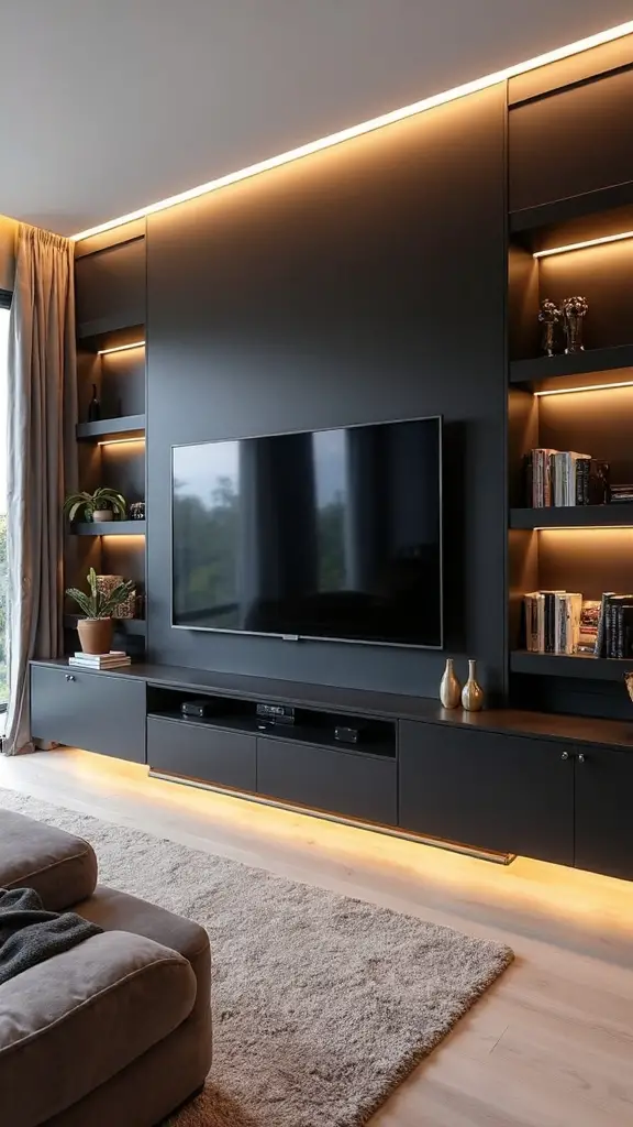 dedicated entertainment media wall focal point