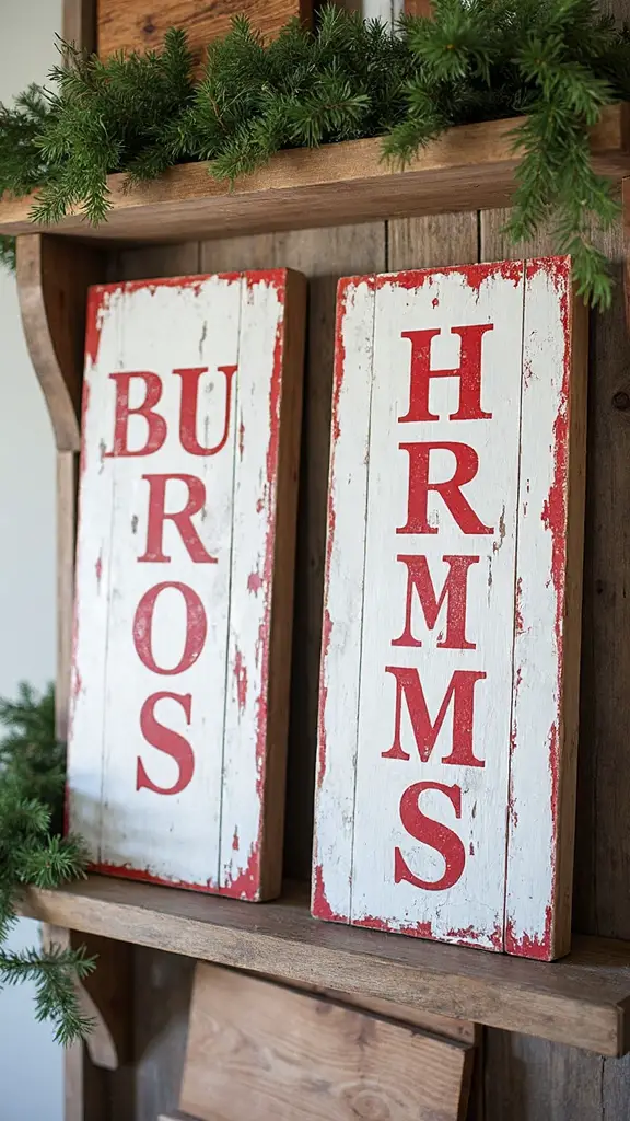 distressed vintage christmas wall art