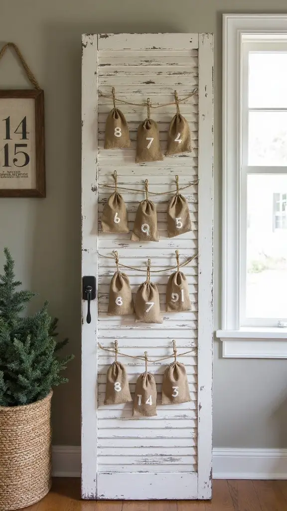 distressed white shutter advent calendar