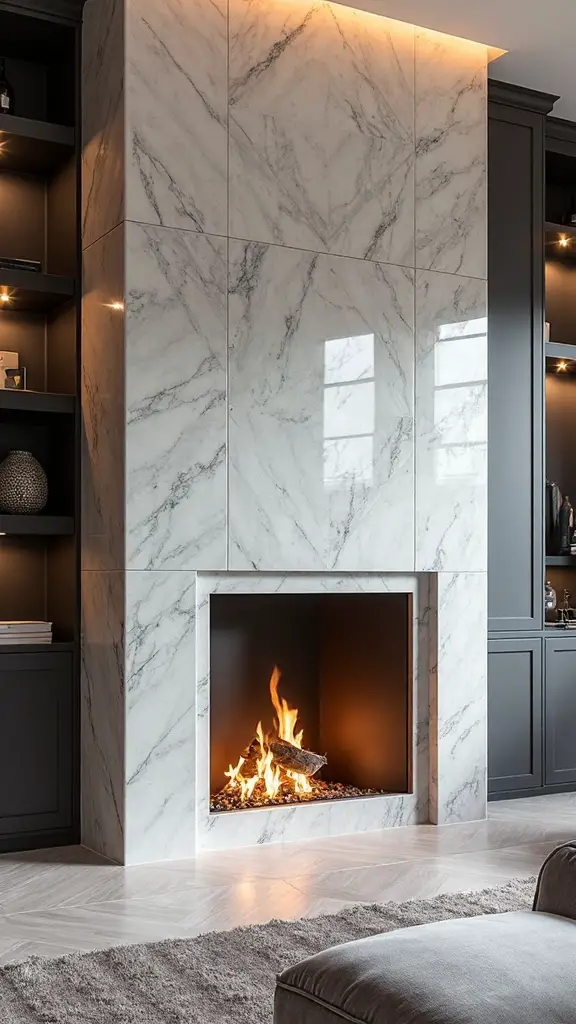 dramatic architectural tile fireplace centerpiece