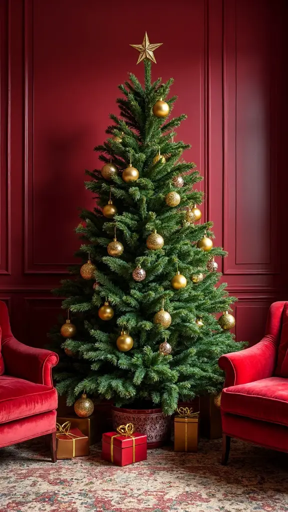 dramatic christmas tree accent wall