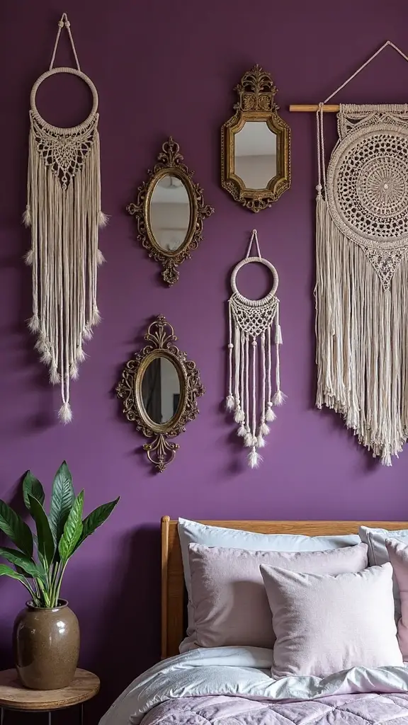 eclectic bohemian purple wall decor