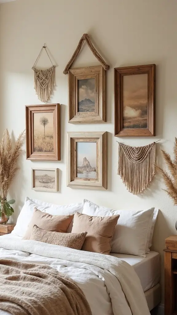 eclectic boho gallery wall mismatched frames