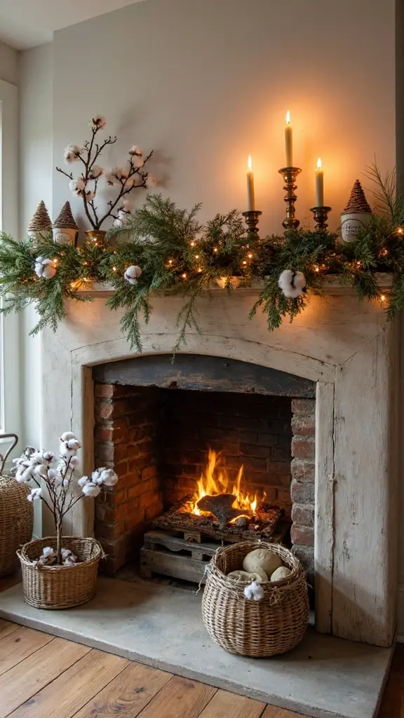 elegant farmhouse holiday mantel decoration