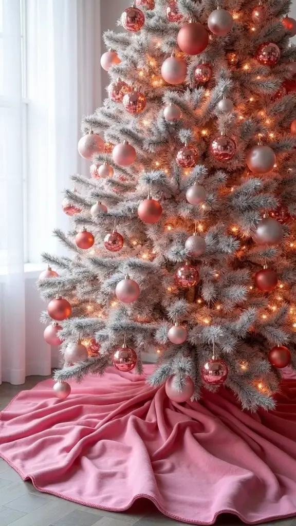 elegant magenta to pink ombre christmas tree skirt