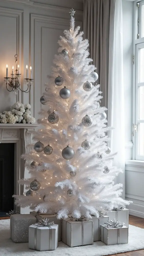 elegant monochromatic christmas tree display