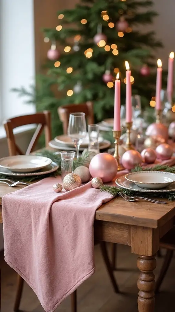 elegant pink christmas tablescape harmony