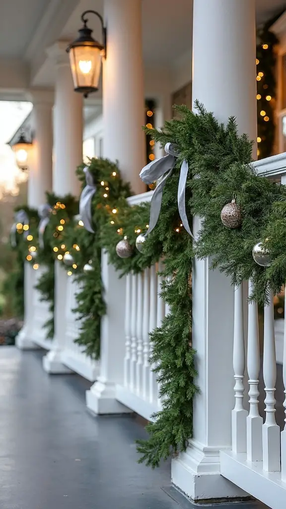 elegant porch decor with garland