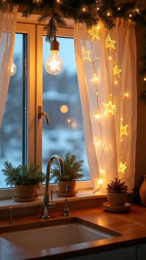 enchanting cascading starry wire lights