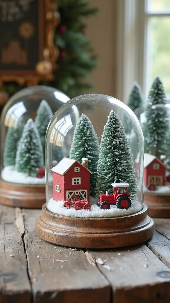 enchanting farmhouse winter snow globe centerpieces