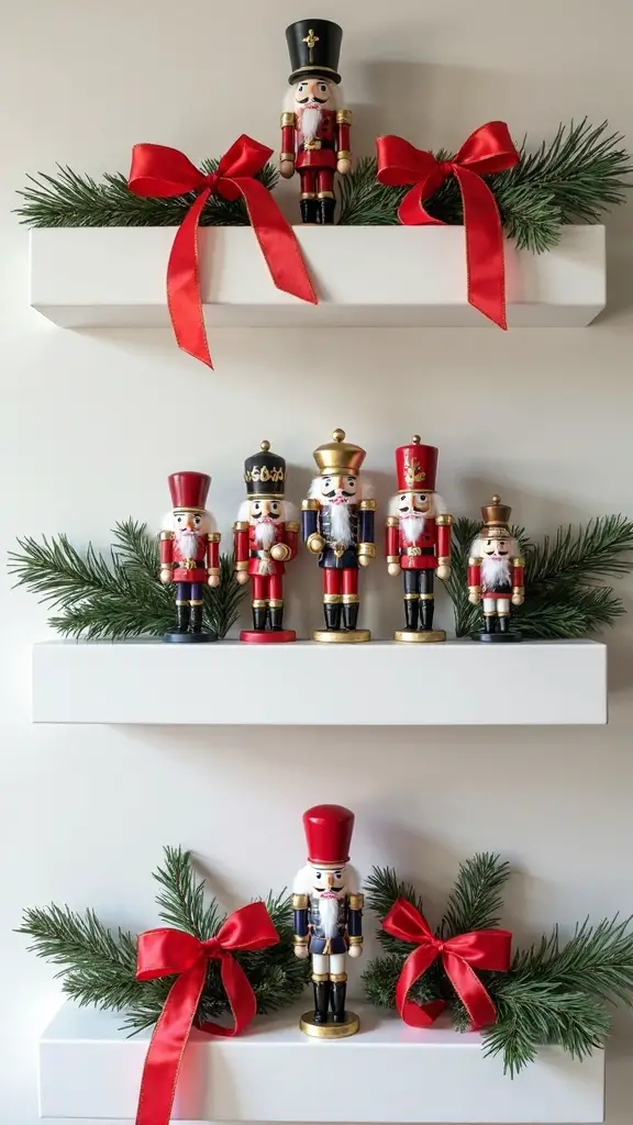 enchanting holiday themed open shelving display