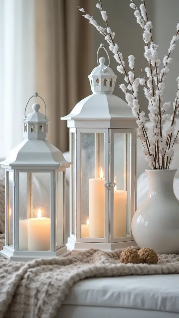 enchanting winter decor with vintage lanterns