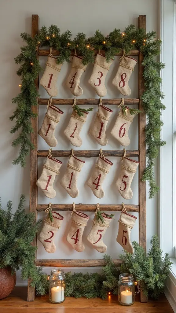 farmhouse advent calendar with mini stockings