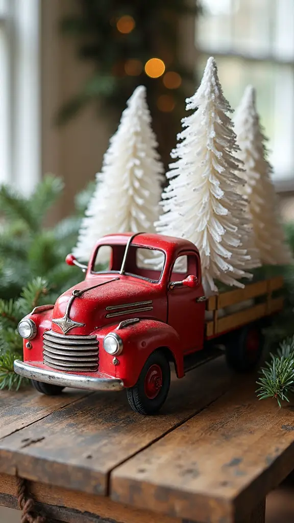farmhouse charm vintage red truck