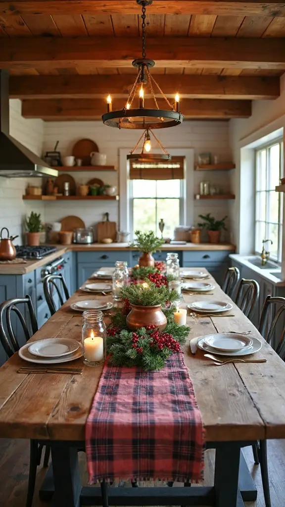 farmhouse christmas kitchen rustic decor