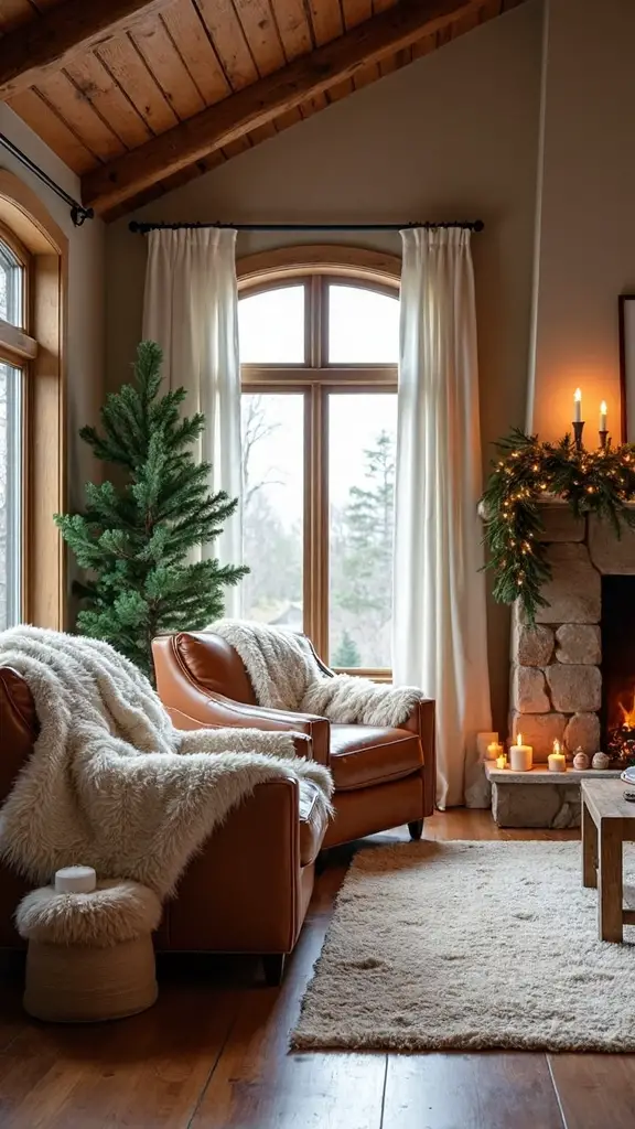 farmhouse elegance with faux fur accents