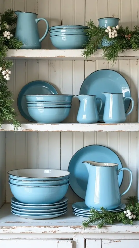 farmhouse holiday enamelware serving displays