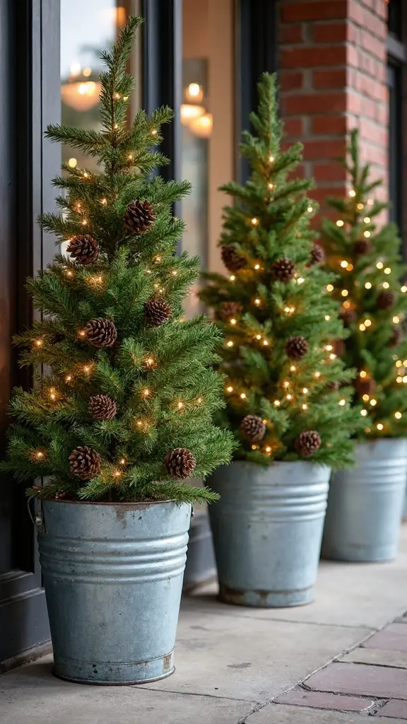 farmhouse inspired metal bucket christmas trees