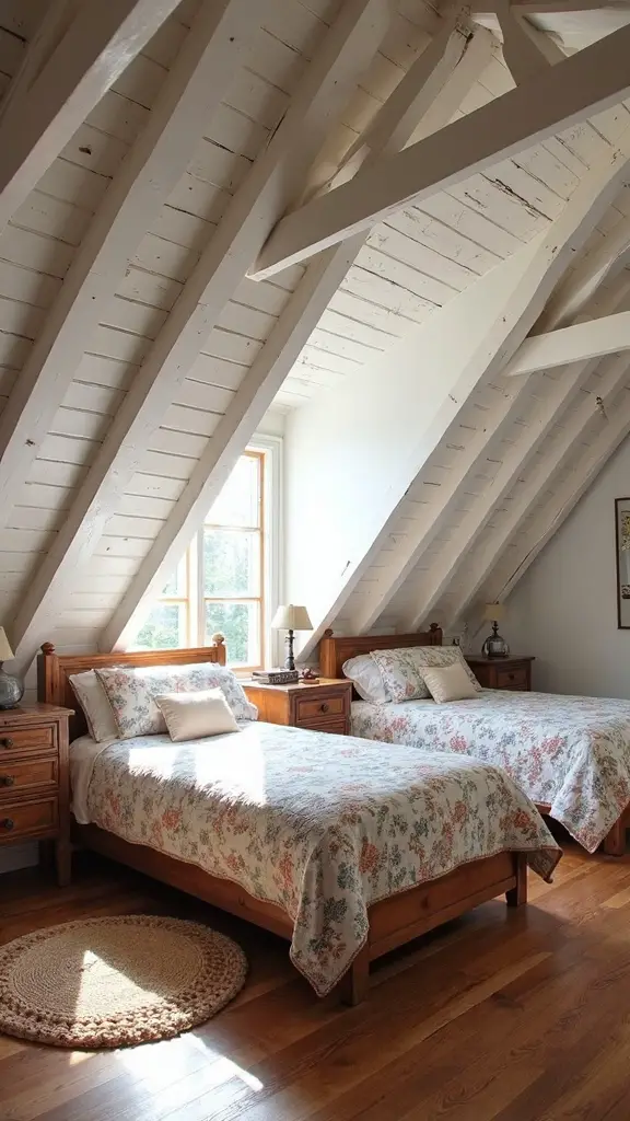 farmhouse inspired twin bed attic guest retreat