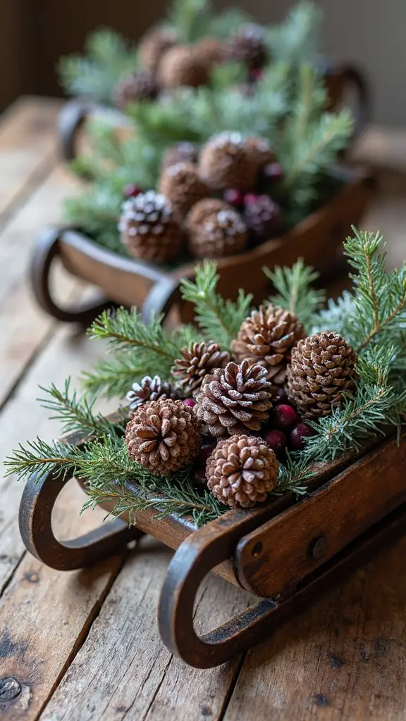 farmhouse rustic woodland christmas centerpiece