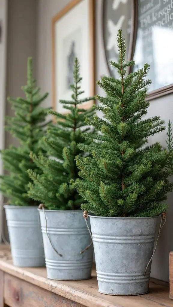 farmhouse style holiday galvanized bucket displays