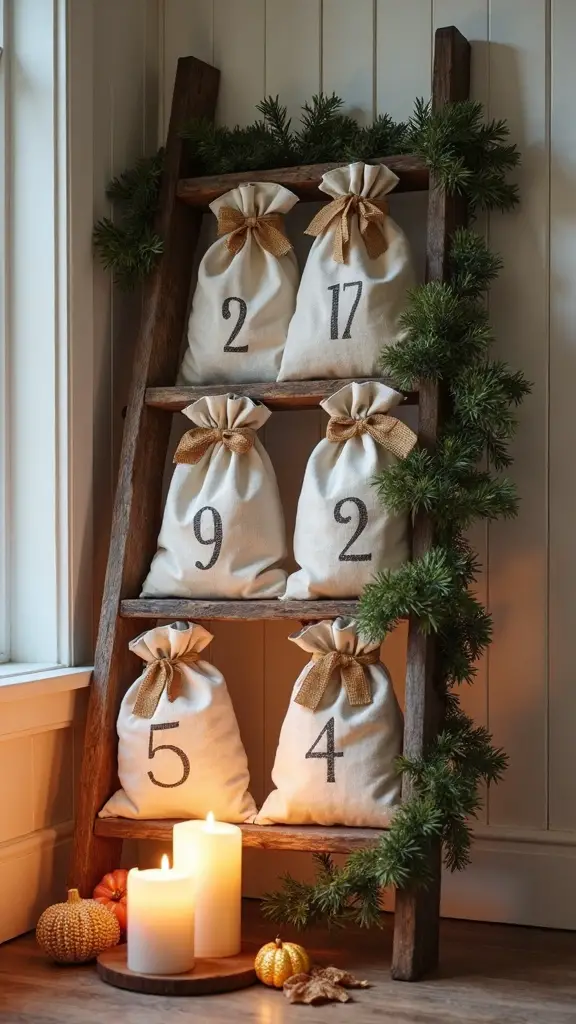 farmhouse style muslin advent calendar crafts