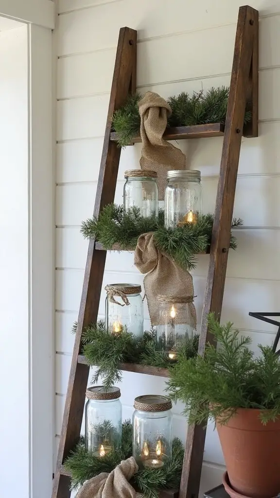 farmhouse style rustic ladder christmas tree display
