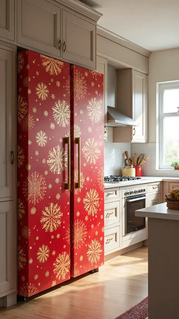 festive cabinet door paper coverings