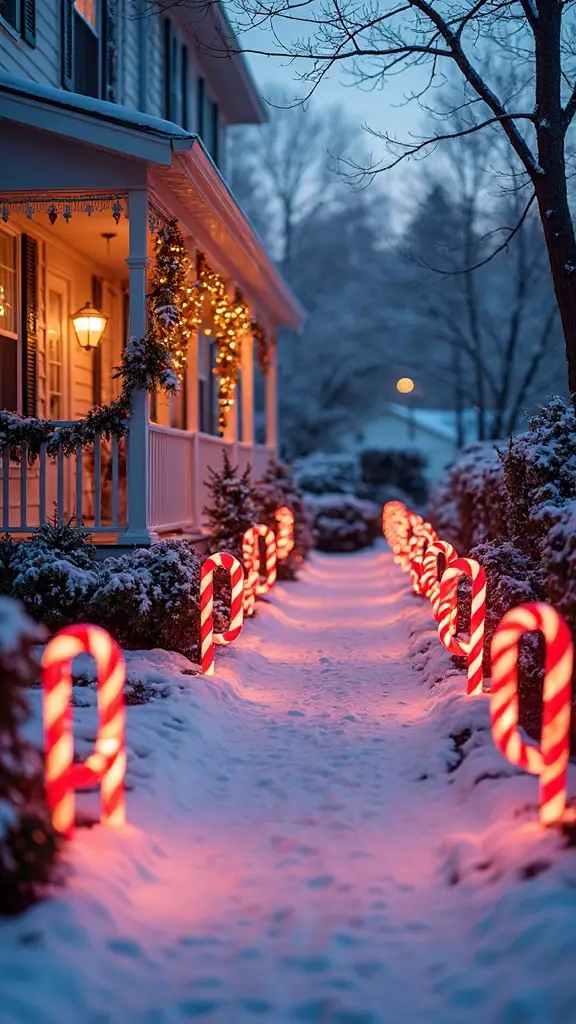 festive candy cane pathway markers