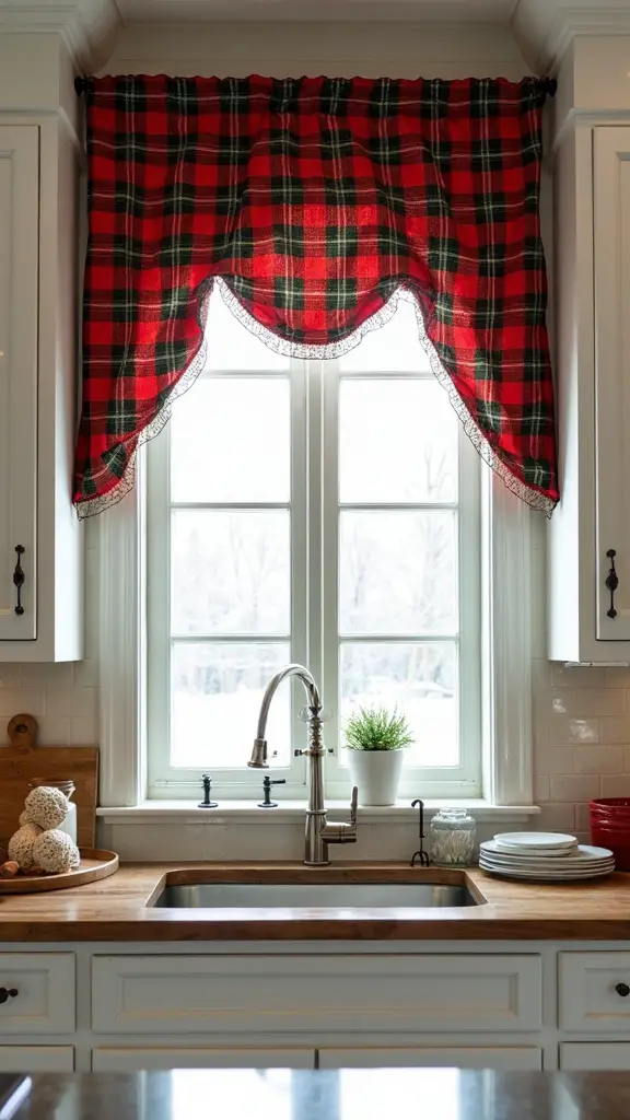 festive curtains transform seasonal kitchen