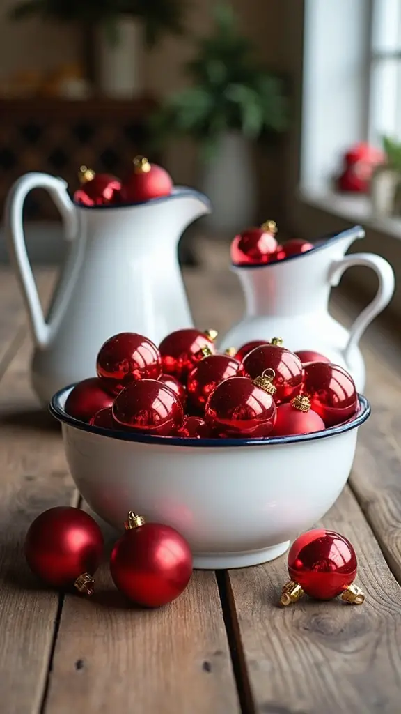 festive enamelware christmas centerpiece display